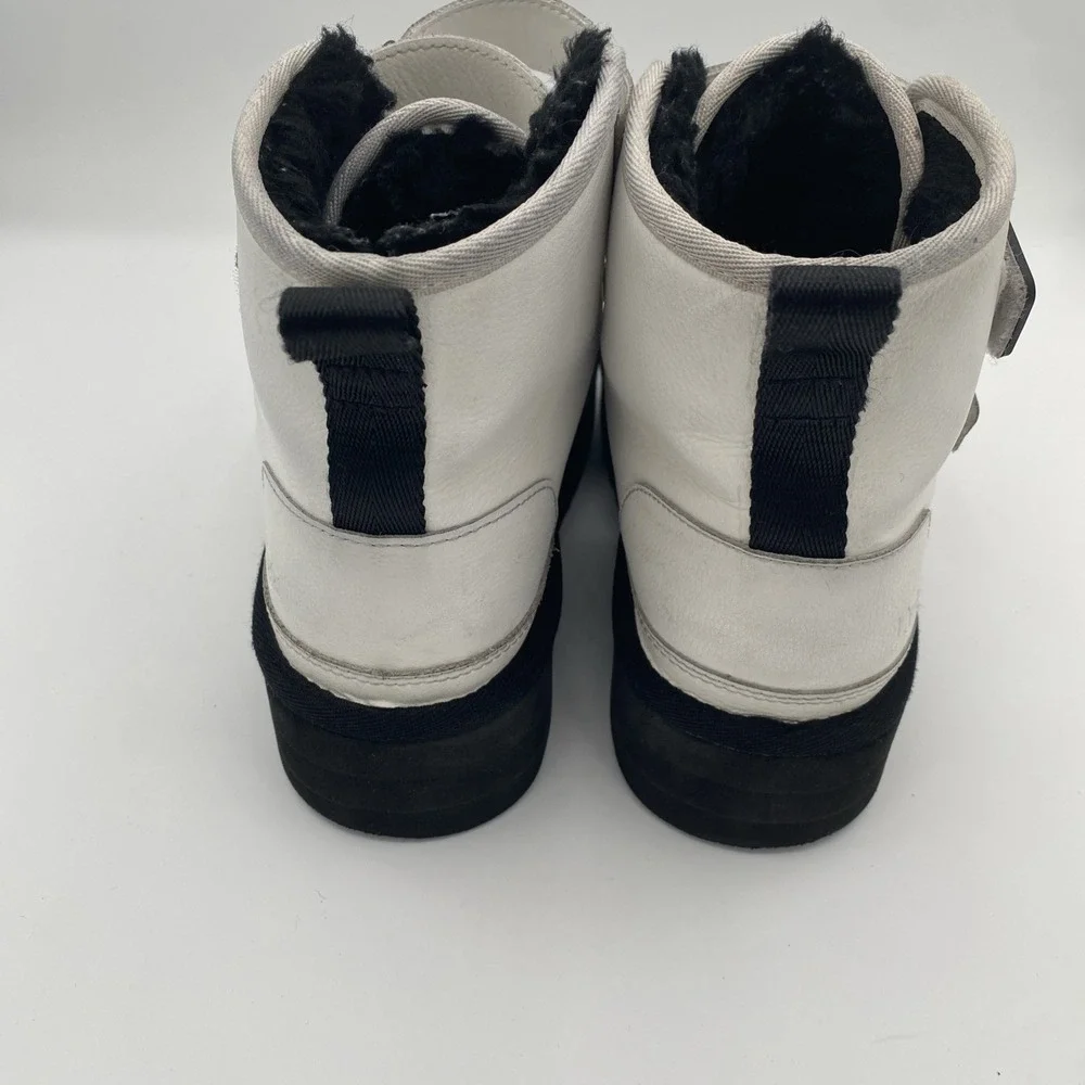 UGG Neumel High Platform Boots Kids 4 White Leather Streetwear‎ Gothic Punk Y2K